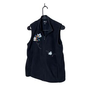 Holiday Editions Womens Black Fleece Ghost Trick or Treat‎ Vest Size S